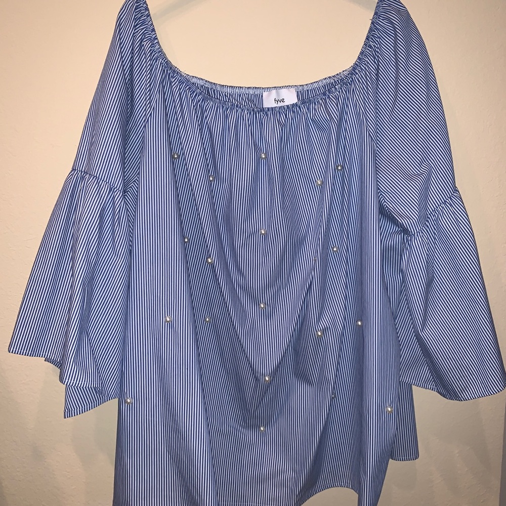 FYVE linen blouse with pearl embellishments